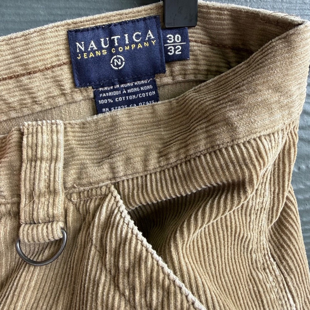 Nautica Jeans Co Corduroy Carpenter Pants Tan Baggy Fit 30x32 Cotton - Picture 6 of 11